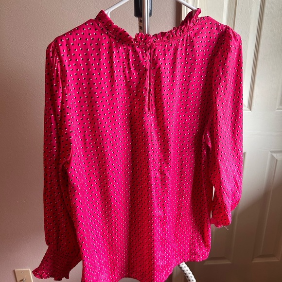 Carolina Belle Pink Ruffled Smocked Blouse-size large - Picture 2 of 6